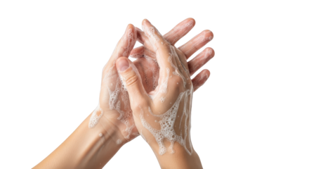 Hands washing with soap and bubbles visualized beautifully showing hand, hands, washing with realistic texture and