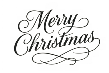 Merry christmas holiday greeting calligraphy lettering with fancy festive text, isolated on transparent background, celebrating winter season