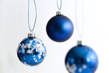 Stylish Blue Christmas Ornaments: Modern Holiday Decorative Balls for Festive Home Decor