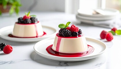 Delicious chocolate cheesecake and pastry tart with fresh red strawberries, raspberries, and white cream on a plate