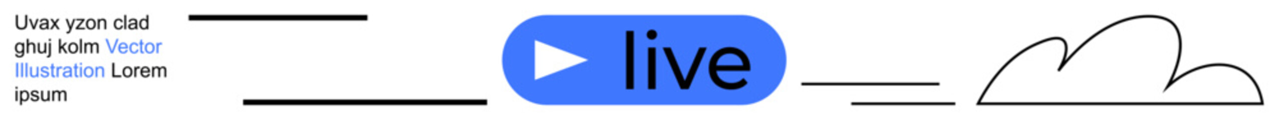 Online streaming, cloud storage, digital broadcasting, web technology, media platforms, virtual services. Blue play button with the text live and a cloud outline. Online streaming and cloud storage