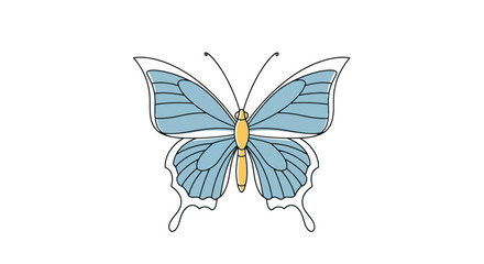 Beautiful Blue Butterfly with Delicate Wings and Yellow Body.