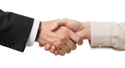 Creative representation of professional business handshake on white background focusing on handshake, business, agreement ideal for