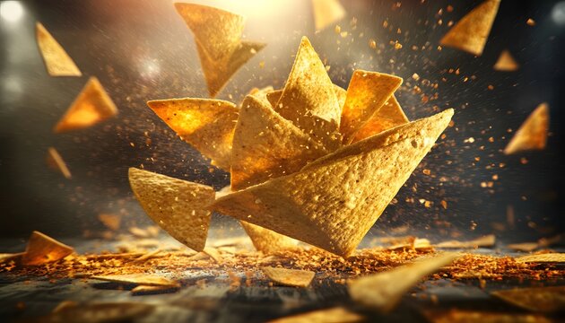 Chips flying in the air - Powered by Adobe