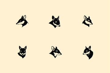 Geometric fox head designs in black and white arranged in a repeating pattern