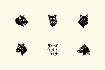 Naklejka premium Collection of vintage style zebra head illustrations in black and white