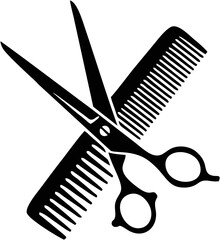 Hairdressing Scissors and Comb Icon - A Symbol of Hair Styling and Grooming Services