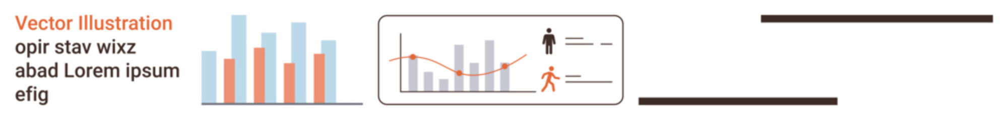 Data analysis, business strategy, performance metrics, statistical insights, financial forecasting, reporting. Bar charts, line graph and icons trends. Data analysis and business strategy concept