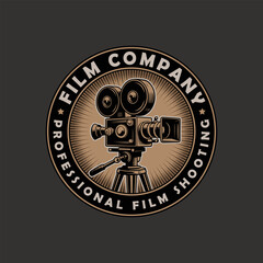 Cinema Old classic Camera Logo design. Film Video company.