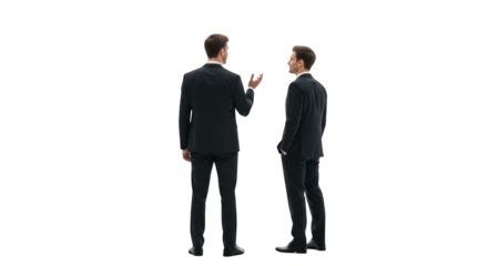 Two professional businessmen discussing strategy and collaboration concept highlighting men, businessmen, professionals captured in modern professional