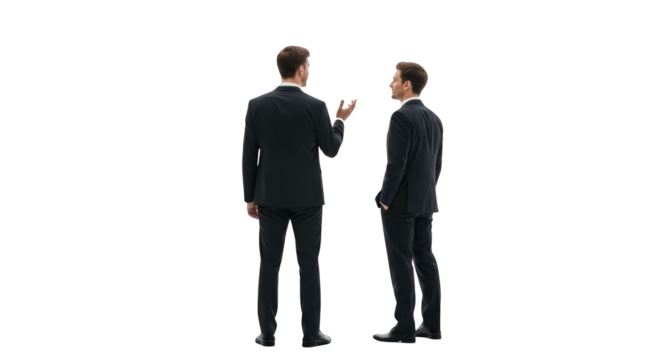 Two professional businessmen discussing strategy and collaboration concept highlighting men, businessmen, professionals captured in modern professional - Powered by Adobe