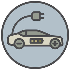 electric car icon line color