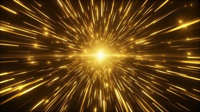 Golden energy burst with a star effect, mp4 video. AI