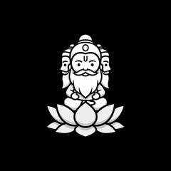 Stylized illustration of the Hindu deity Brahma meditating on a lotus flower.