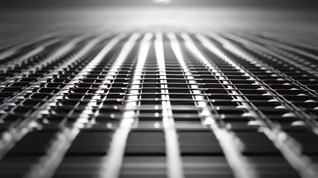 Grid Pattern Abstraction: A captivating monochromatic view showcases a grid pattern, its linear arrangement creating a strong sense of structure and repetition.