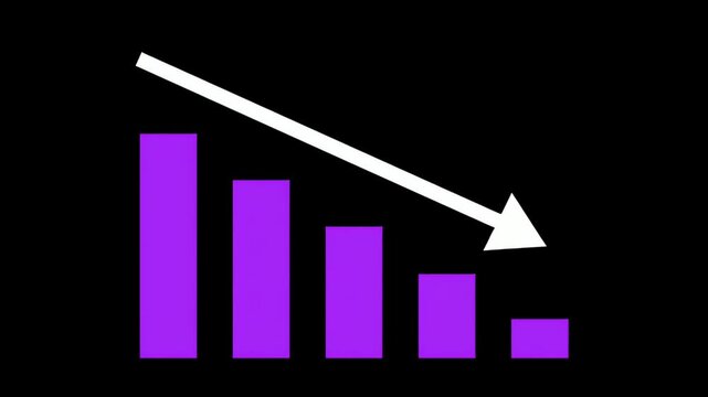 Elegant Purple Falling Bar Chart Concept with Clean Lines on Black