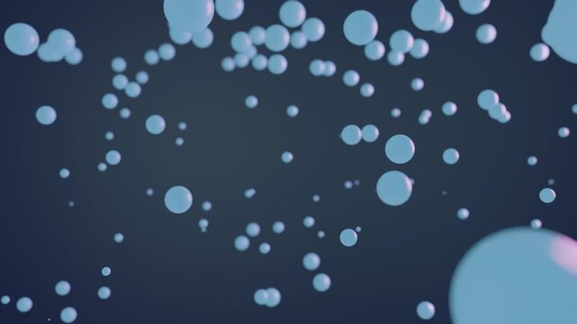 Video Render of 3D Bubble Sphere Rain Drops Floating in Abstract Gradient Space Animation