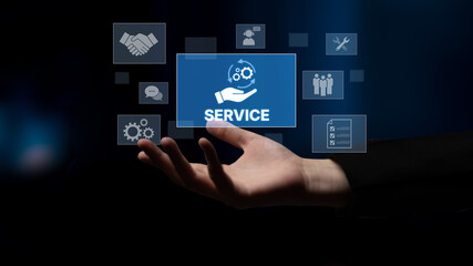 Customer service and support workflow with cooperation, communication, maintenance, and checklist icons for efficient service operation and user satisfaction Latch