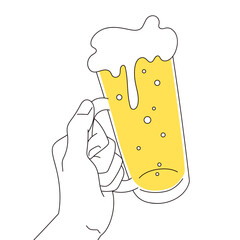 ビールと持つ手のイラスト素材
