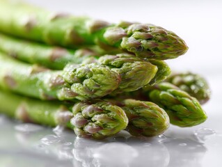 Asparagus spears piled wet  glistening