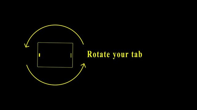 Please rotate your Tab. Rotating Tab from portrait to landscape. Device rotation symbol animation