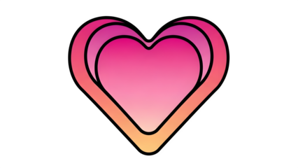 Gradient pink hearts stacked illustration design element isolated on transparent background