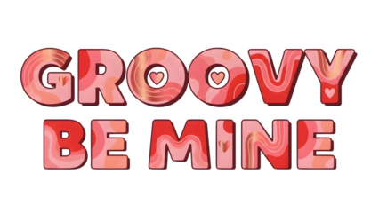 Retro seventies style groovy be mine typography isolated on transparent background