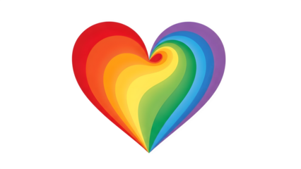 Colorful rainbow heart shape illustration design element isolated on transparent background