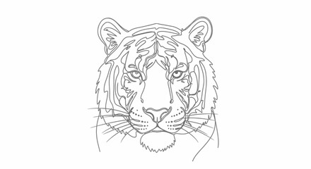 Tiger face continuous line drawing illustration conveying elegance and minimalism for graphic