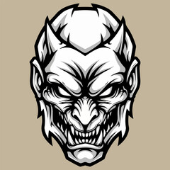 Angry Demon Oni Mask Head Mascot Esport Gaming Logo Vector Illustration