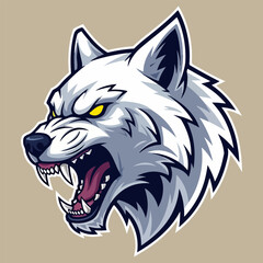 White Wolf Head Mascot Esport Gaming Logo Vector Illustration