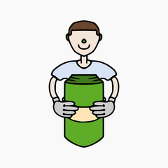 vector design of person holding a stack of banknotes. symbol design