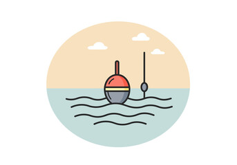 Fishing Floats in Calm Waters: A Serene Icon. © aprian