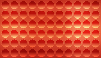 Geometric Red Orange Circles Background: 3D Embossed Grid Pattern