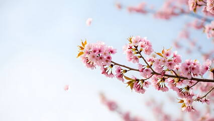 Cherry Blossom Branch in Clear Sky