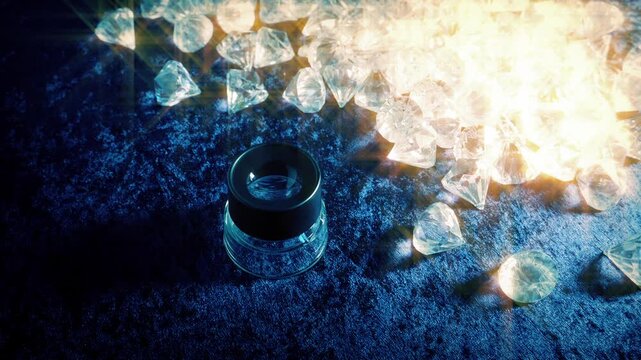 Many Sparkling Diamonds And Magnifier