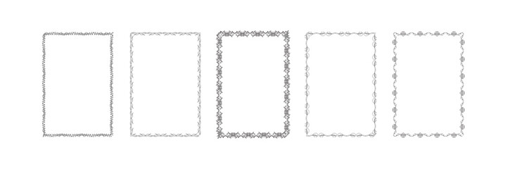 Decorative flourish border corner and frame collection for invitations, menus, vintage page decoration, ornamental classic vector design with stylish details