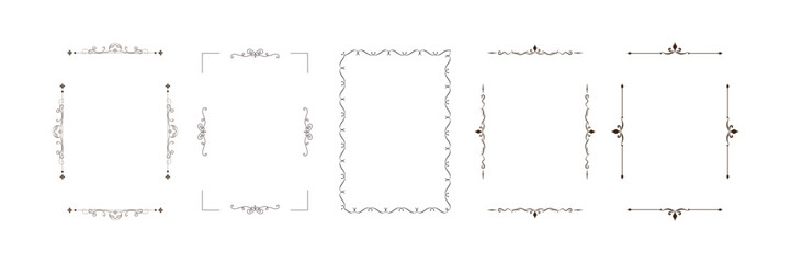 Decorative vintage frames and borders collection with classic ornamental backgrounds, retro style vector elements for certificates, posters, invitations, cards
