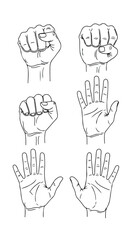Fototapeta premium Hand gestures outline set for design