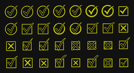 Check Tick Mark Icon Set Cross Box Checkbox Marker