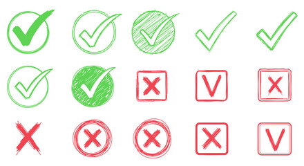 Check Tick Mark Icon Set Cross Box Checkbox Doodle © SHEULI