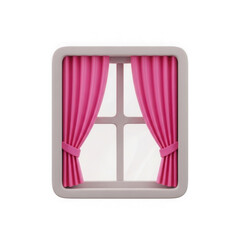 Pink curtains on a window isolated on transparent background