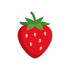 Fototapeta premium Simple, Stylized Strawberry with Green Stem and Seeds