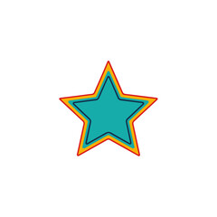 Obraz premium Vibrant Teal Star with Red, Yellow, and Blue Outlines