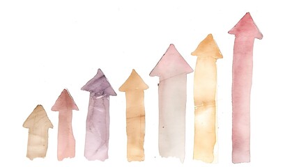 Watercolor Growth Arrows: Business Success Concept


