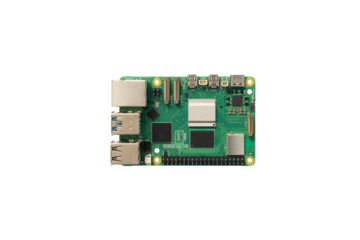 Microcontroller on a development board for studying the Internet of Things (IoT) or Artificial Intelligence (AI).