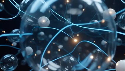 Futuristic Tech Particle Orbs Background