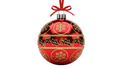 Ultra Detailed Red Christmas Ornament | 4K Product Photo | Isolated White Background | HDR Xmas Decoration Image