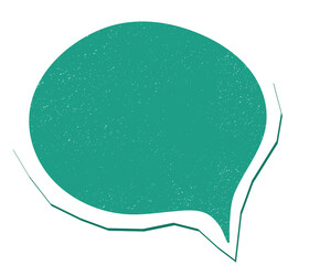 Fototapeta premium Viridian green textured speech bubble cut-out with a retro dusty feel, ideal for kids' conversations, advertisements and media. Perfect frame for a blank message or comic quote.