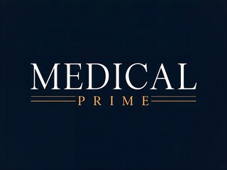 Professional medical prime logo with elegant typography and golden accents on a dark blue canvas